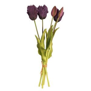Plum Purple Artificial Tulips 15 Inch Set of 5 Faux Spring Flowers Wedding Home
